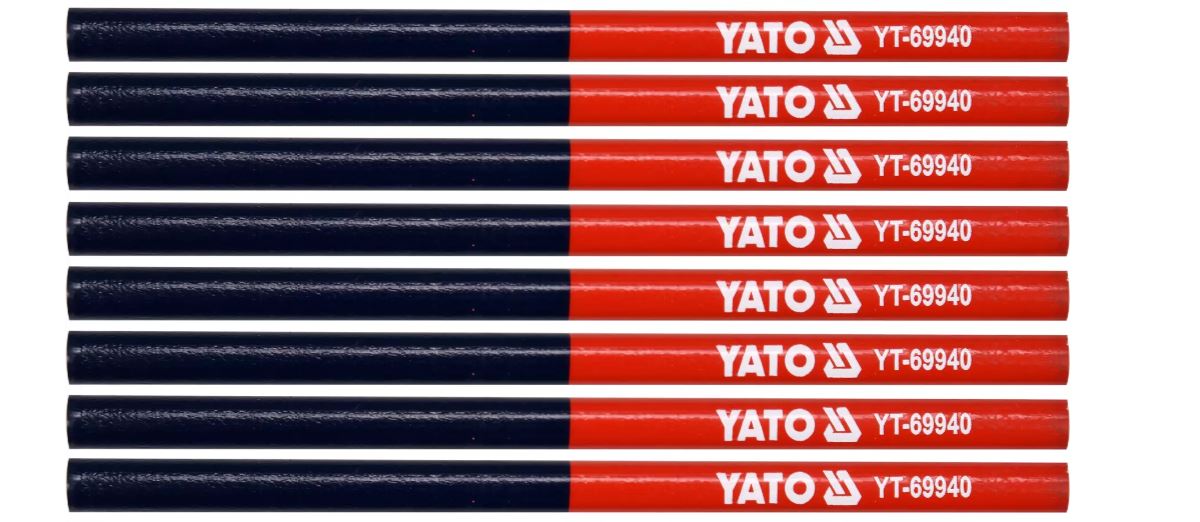 Карандаши столярные Yato двухцветные, 175мм, сине-красные, 12шт