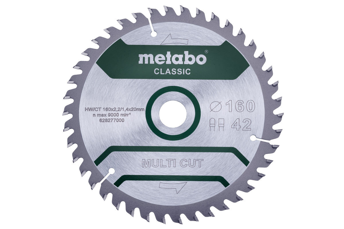 Диск пильний Metabo Classic Multi Cut Ø160 × 20мм, 42z, FZ/TZ 5°