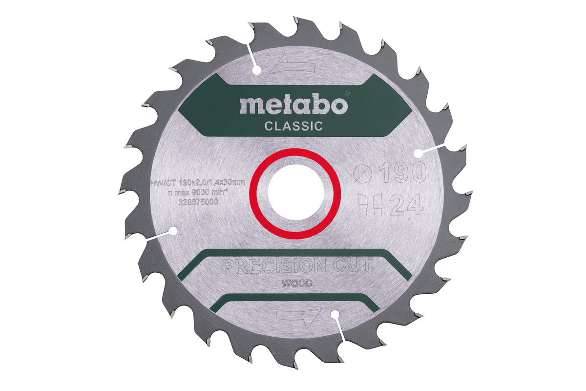 Диск пильный Metabo Classic PrecisionCut Ø190 × 30мм, 24z, WZ 15 °