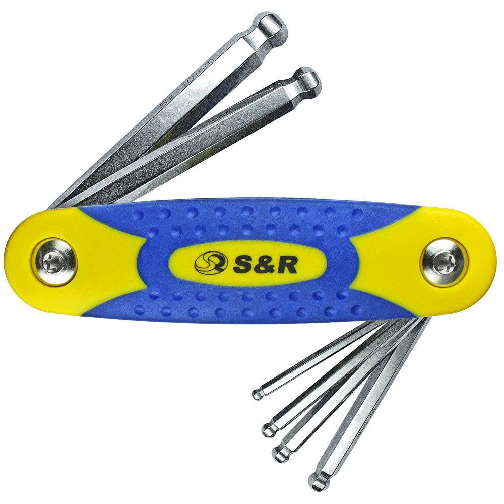 Набор ключей шестигранных S & R Г-образных с шариком, 3-10мм, 6шт