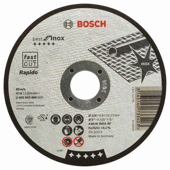 Круг отрезной Bosch Best for Inox Ø125 × 0,8 × 22,23мм Rapido