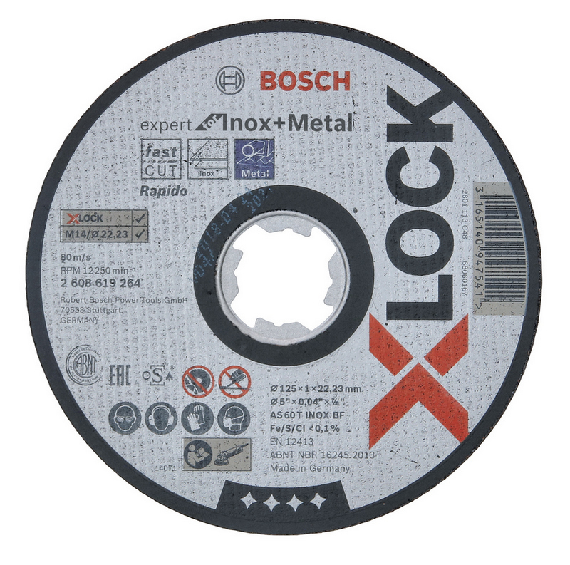 Круг отрезной Bosch X-Lock Expert for Inox + Metal Ø125 × 1,0 × 22,23мм Rapido