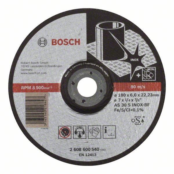 Круг зачисний Bosch Expert for Inox AS 30 S INOX BF, Ø180×6,0×22,23мм