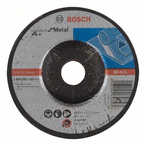 Круг зачисний Bosch Standard for Metal A 24 P BF, Ø125×6,0×22,23мм