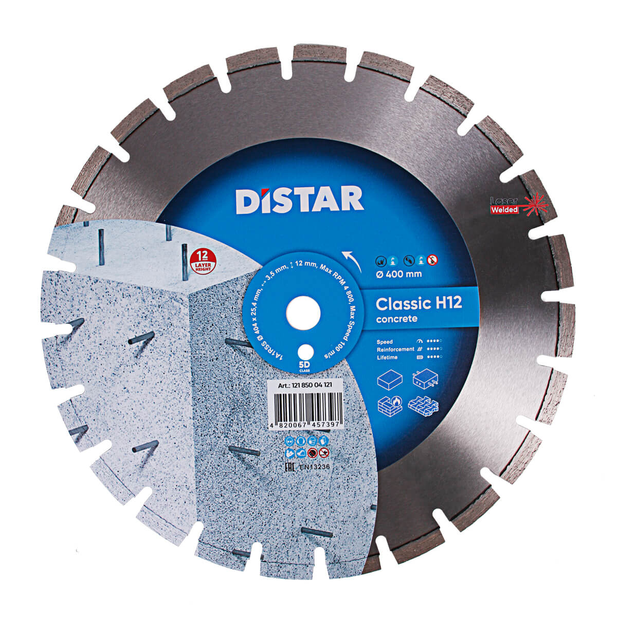 Круг алмазный отрезной Distar Classic H12 1A1RSS/C1-W Ø400 × 25,4мм