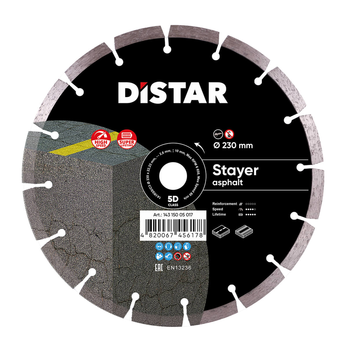 Круг алмазный отрезной Distar Stayer 1A1RSS/C3-H Ø230 × 22,23мм