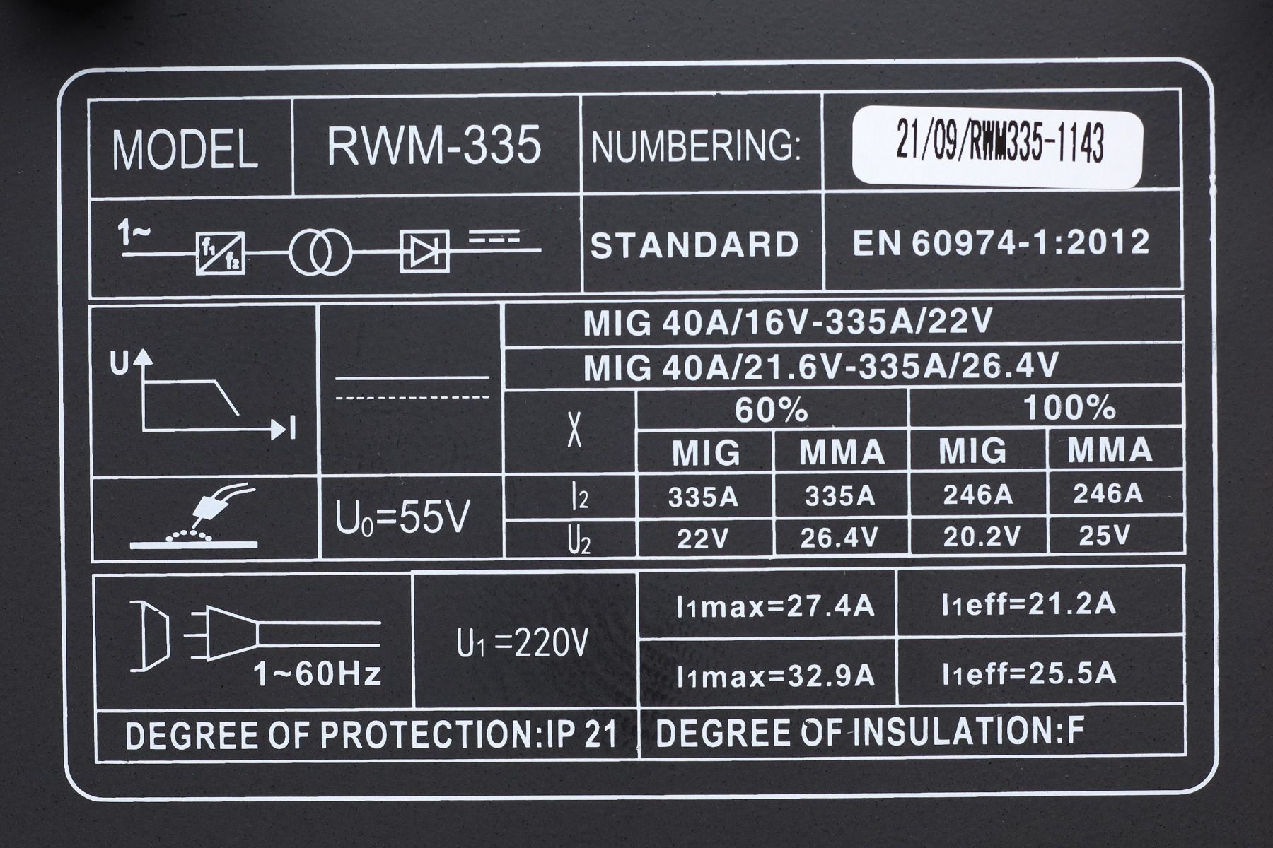 Сварочный аппарат полуавтомат Rebiner RWM-335, грубый байонет