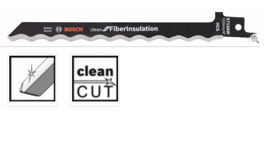 Полотно ножівкове Bosch Clean for Fiber Insulation S713AW, HCS, 150мм, 1шт